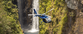 Voo de helicóptero sobre a ilha da Reunião